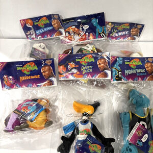 Vintage 1996 McDonalds Space Jam Plush Complete Set 6 Unopened New In Bag